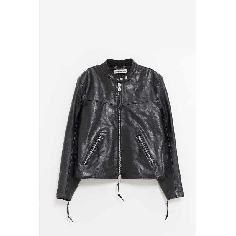 OUR LEGACY WHISKER BLACK BUFFED LAMBSKIN YUREI LEATHER JACKET